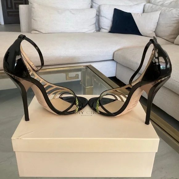Authentic Jimmy Choo “Delta” Vuka D’Orsay black, colorful heels, sz. 39 - Picture 5 of 9